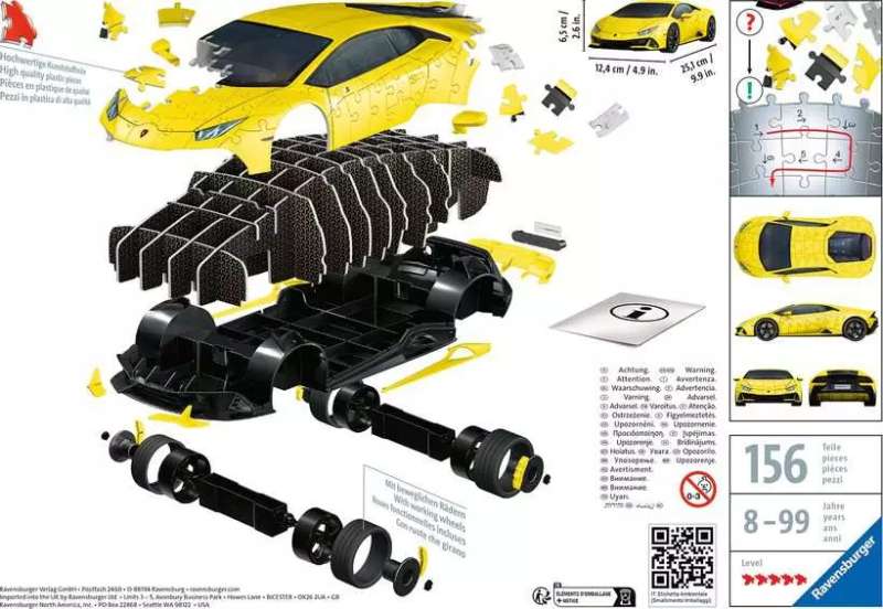 3D puzzle Lamborghini Huracan, yellow