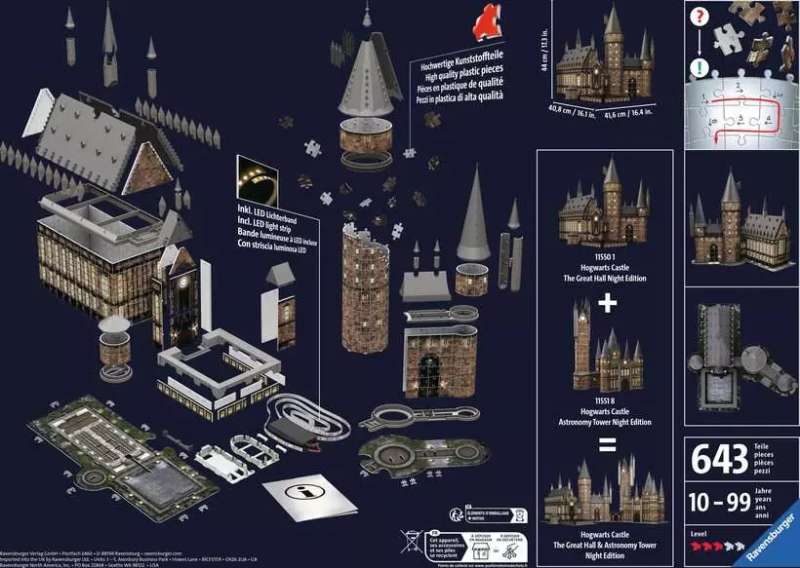 3D Puzzle Harry Potter Hogwarts Castle Night
