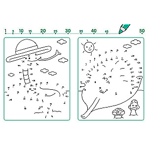 Learning to Count to 50. Connecting Dots, Drawing and Coloring
