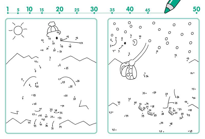 Learning to Count to 50. Connecting Dots, Drawing and Coloring