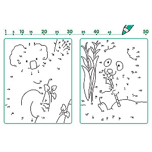 Learning to Count to 50. Connecting Dots, Drawing and Coloring