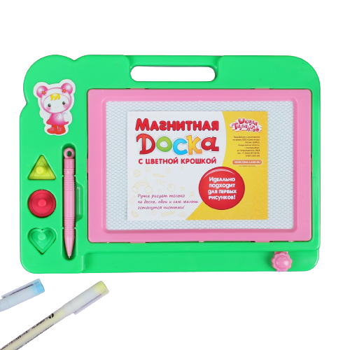 Magnetic board with colored crumbs, 3 stamps included, colors MIX