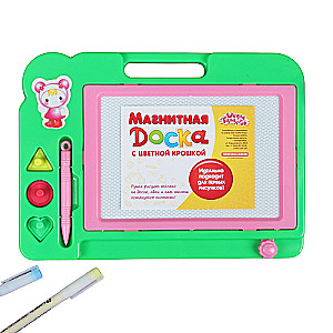 Magnetic board with colored crumbs, 3 stamps included, colors MIX