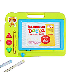 Magnetic board with colored crumbs, 3 stamps included, colors MIX