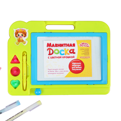 Magnetic board with colored crumbs, 3 stamps included, colors MIX