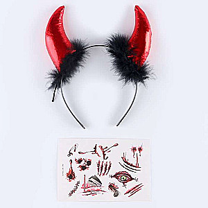 Creativity Set - Halloween 2 Pieces Headband, Tattoo Scars, Tattoo Mix