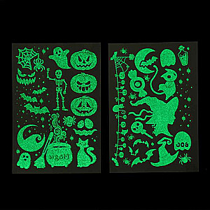 TALENT SCHOOL Halloween Tattoo Set, 2 sheets in the set, glow in the dark
