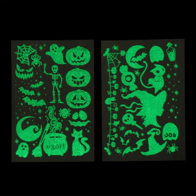 TALENT SCHOOL Halloween Tattoo Set, 2 sheets in the set, glow in the dark