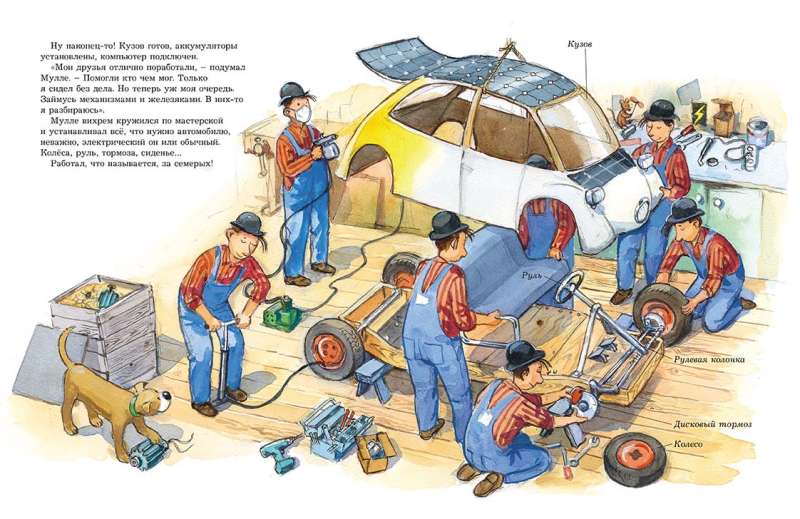 Mulle Mek is assembling an electric car