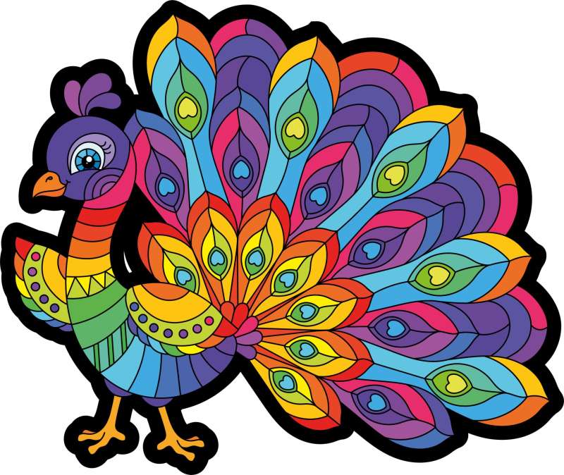 Wooden Puzzle - Peacock 64 pcs