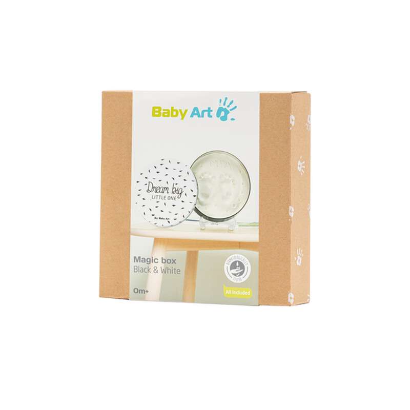 Baby Art Magic Box Round Black&White set for making baby footprints/handprints