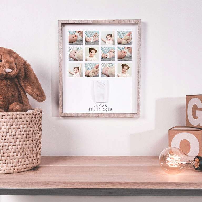 Baby Art First Year Print Frame set for making baby footprints/handprints, wooden
