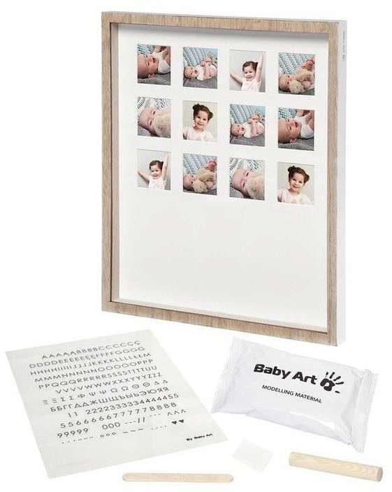 Baby Art First Year Print Frame set for making baby footprints/handprints, wooden