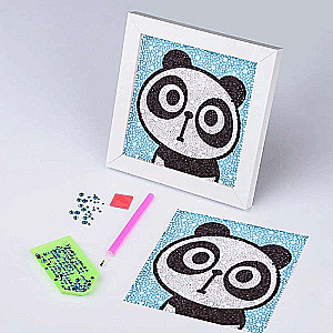 Diamond Mosaic 15x15 cm with Photo Frame Surprised Panda