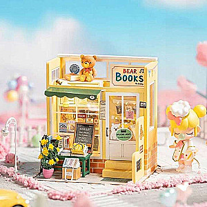3D Folding Miniature ROBOTIME Bookstore with Bear