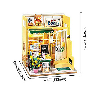 3D Folding Miniature ROBOTIME Bookstore with Bear