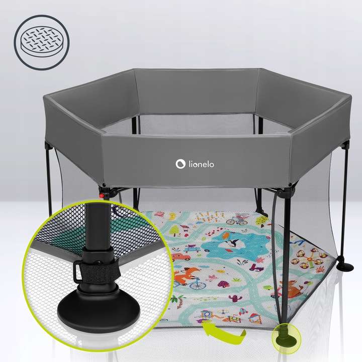 Lionelo Roel Grey Multicolor children's playpen