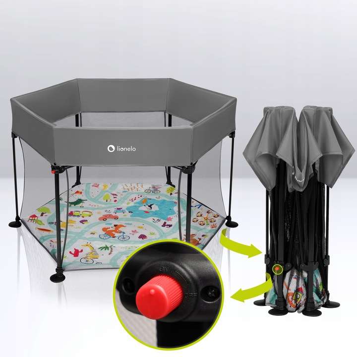 Lionelo Roel Grey Multicolor children's playpen