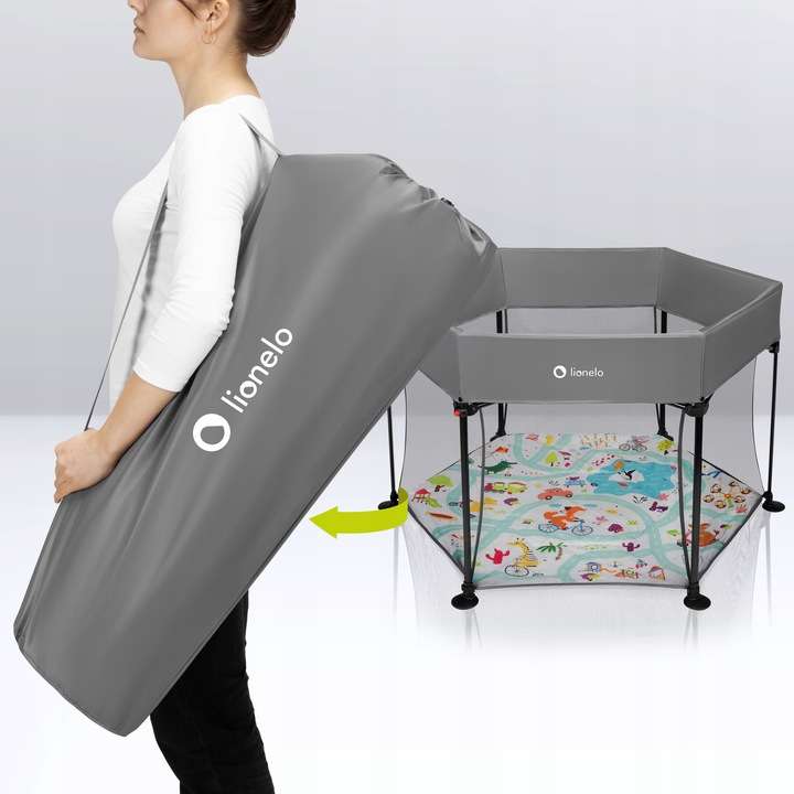 Lionelo Roel Grey Multicolor children's playpen