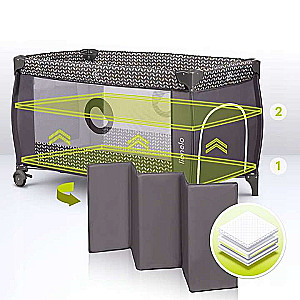 Lionelo Sven Plus Travel Cot, Gray