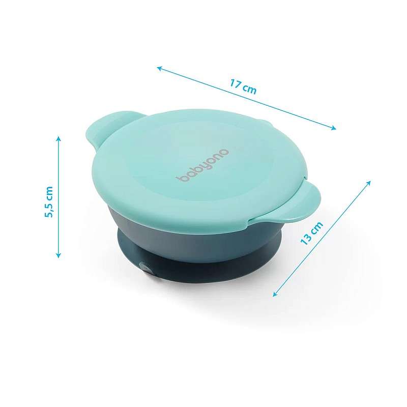 BABYONO Snack Plate with Lid and Suction Cup 300ml 6m+