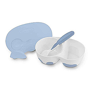BABYONO plate with spoon 6m+, blue