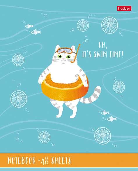 Notebook 48 sheets A5 format grid - Kitten-Orange