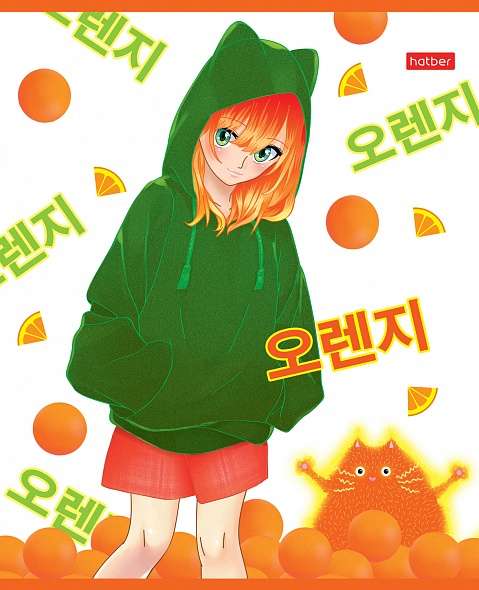 Notebook 48 sheets A5 size grid - Orange girls