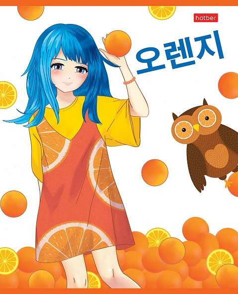 Notebook 48 sheets A5 size grid - Orange girls