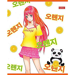 Notebook 48 sheets A5 size grid - Orange girls