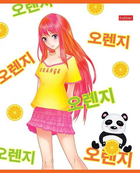 Notebook 48 sheets A5 size grid - Orange girls