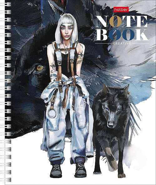 Notebook 96 sheets A5 grid - Girl-Wolf