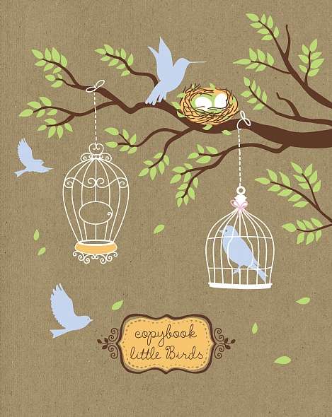 Notebook 96 sheets A5 grid - Little Birds