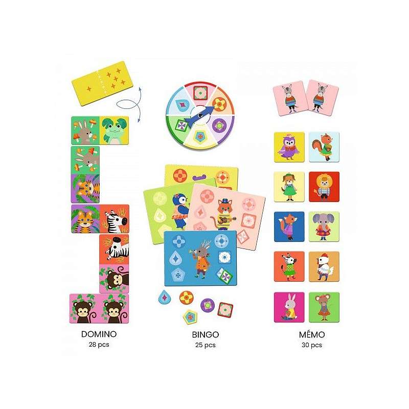 Board games - Memo, Lotto, Domino Little Friends