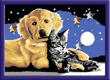 Painting by numbers 13x18cm Dog with kitten