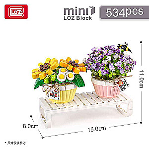 3D LOZ Flower Pot Constructor / Mosaic, 543 pcs, 110x150mm