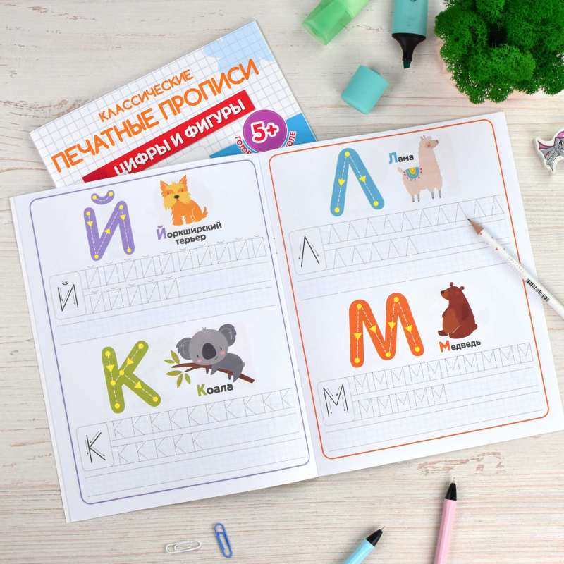 Copybooks with Pictures for Children. Classic Printed Copybooks. LETTERS