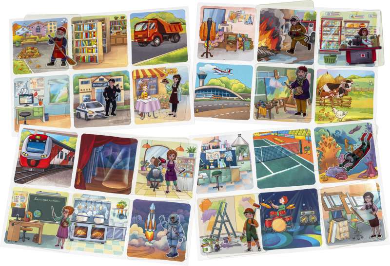 Plastic lotto for toddlers 4+ Who works where? Selecting professions