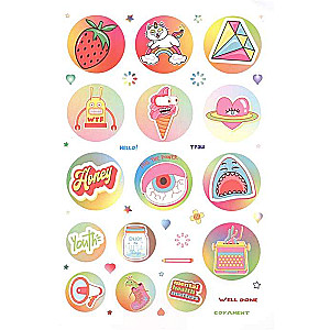 WOW Bullet Journal Stickers pink-yellow, shark