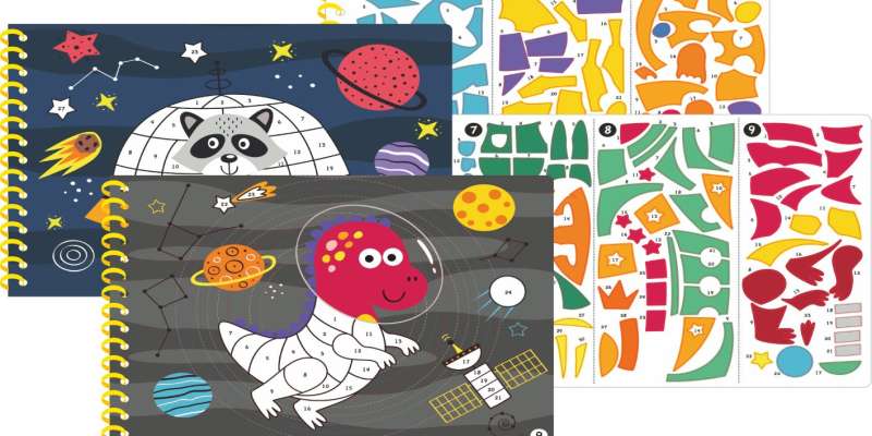 Space Adventures. Drawing with Stickers by Numbers