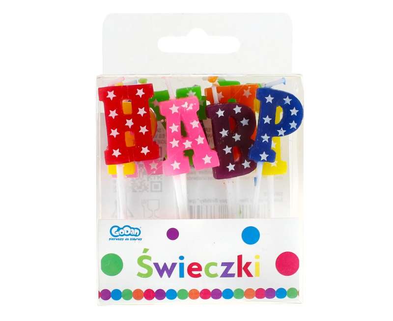 Set of 13 Happy Birthday Candles 7cm assorted