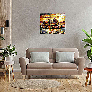 Numbered painting on wood 40x50 GOLDEN SKY OF VENICE 26 colors