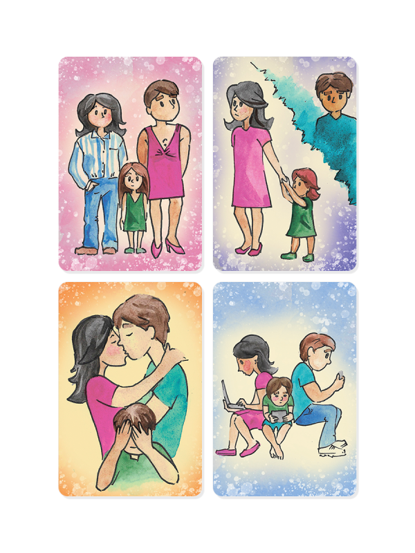 Metaphorical cards Mom, Dad and Me. Working with child-parent relationships cards + brochure