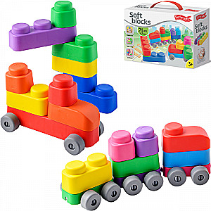 Developmental Toy - Soft Blocks 21 Elements + 16 Wheels