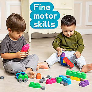 Developmental toy - Soft blocks 15 blocks + 12 wheels