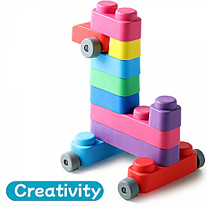 Developmental toy - Soft blocks 15 blocks + 12 wheels