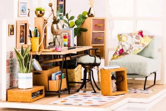 Wooden 3D Folding Miniature ROBOTIME Home Office