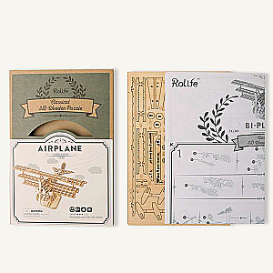 Wooden 3D Puzzle ROBOTIME Bi-Plane, 145 pcs.