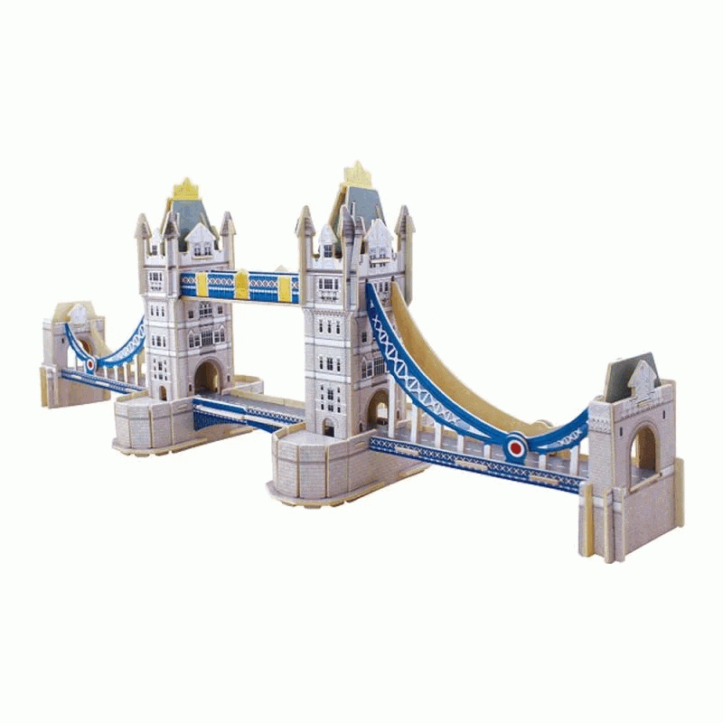Wooden puzzle with colored paper Tower Bridge