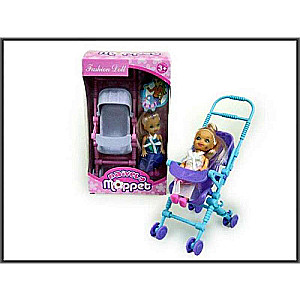 Doll 10cm with stroller Naively mappet